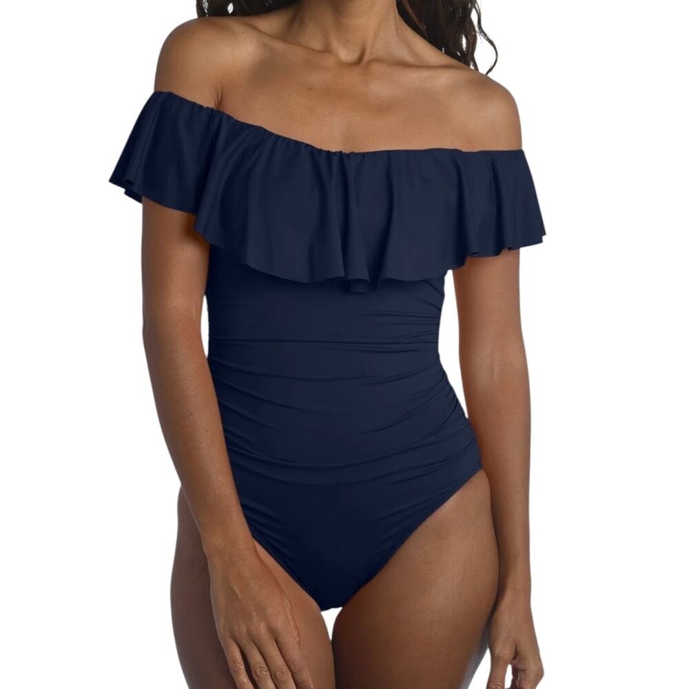 La Blanca Women’s Island Goddess Tummy Control One Piece Swimsuit Blue Size 10